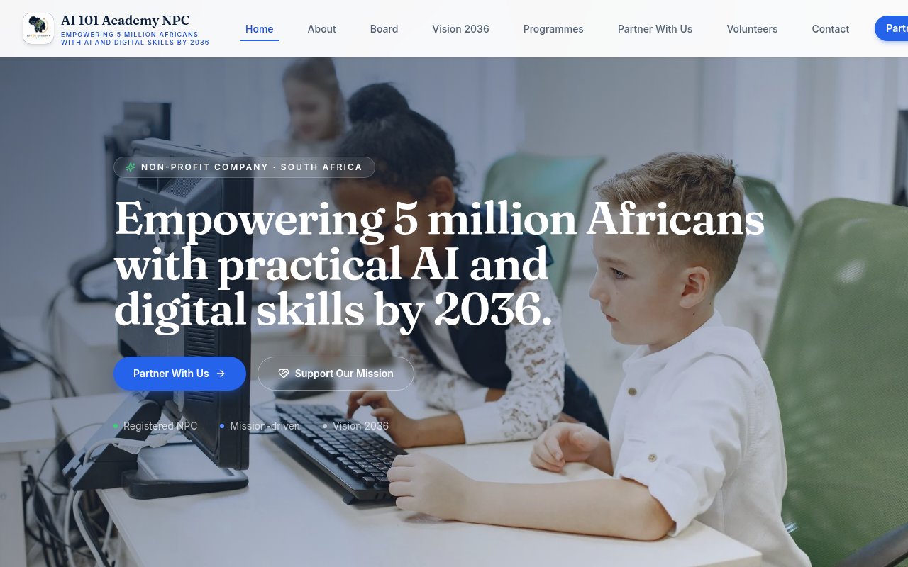 AI101 — live website screenshot