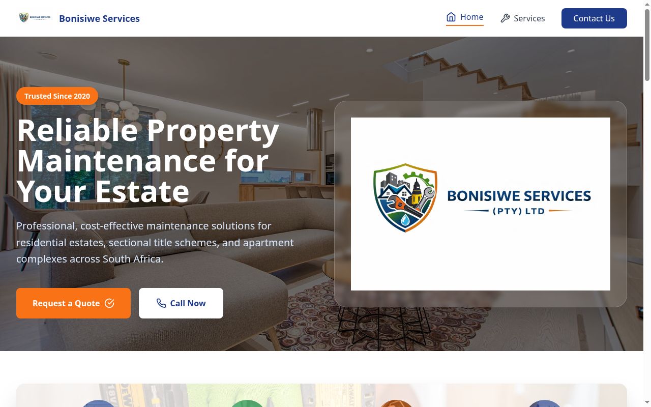 Bonisiwe Services — live website screenshot